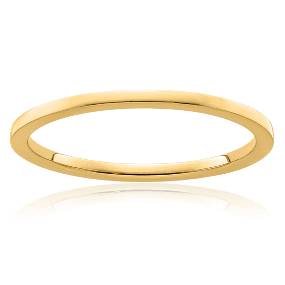 ICE CARATS 10K Solid Yellow Gold Flat 1.2mm Slim Stackable Plain Wedding Band Ring - Polished Women's