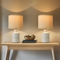 thumbnail image 4 of Oneach Ceramic Table Lamps Set of 2 for Living Room Bedroom 18.12" Farmhouse Bedside Nightstand Lamps, 4 of 12