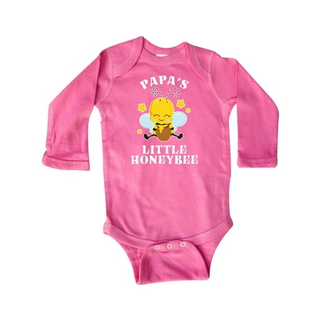 

Inktastic Cute Bee Papa s Little Honeybee with Stars Gift Baby Boy or Baby Girl Long Sleeve Bodysuit