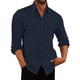 thumbnail image 1 of Bellella Camisa con botones para hombre Camiseta holgada informal Blusa con cuello de solapa de manga larga Bolsillos de color sólido Tops de otoño, 1 of 2