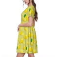 thumbnail image 2 of Naloa Bright Lemons Print Womens Summer A-Line Dress with Pockets,Short Sleeve Dresses,Flowy Beach Swing Dress for Vacation Travel, 2 of 6
