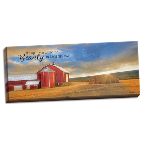 Gango Home Decor Country-Rustic The Beauty in Each New Day by Lori Deiter (Ready to Hang); One 20x8in Hand-Stretched Canvas
