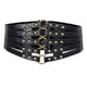 thumbnail image 3 of Correa de Cintura Ancha de Cuero PU Cinturón Hueco con Hebilla de Anillos Banda Elástica para Vestido de Mujer Casual Vintaje Negro Baoblaze Banda de cintura ancha para mujer., 3 of 8