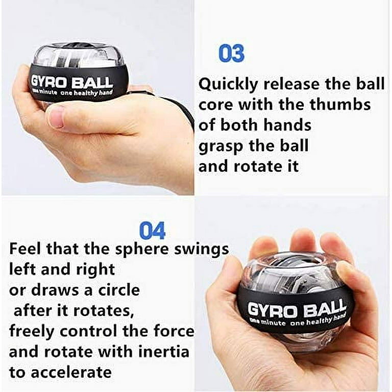 ACELETE Auto-Start 2.0 Power Ball Wrist Trainer Gyro Ball Forearm Exerciser  Wrist Strengthener Gyroscope Spinner with LED Lights Transparent
