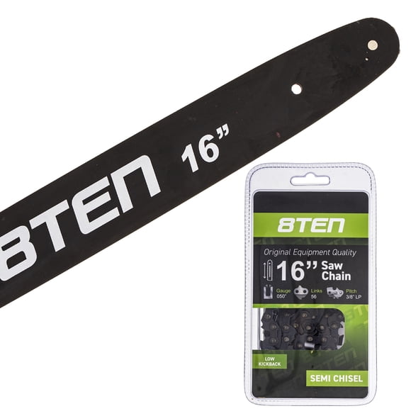 8TEN Chainsaw Guide Bar and Chain for Husqvarna Poulan Craftsman Homelite 91VXL056G 501959256 16 inch .050 .375 56DL MK1002924