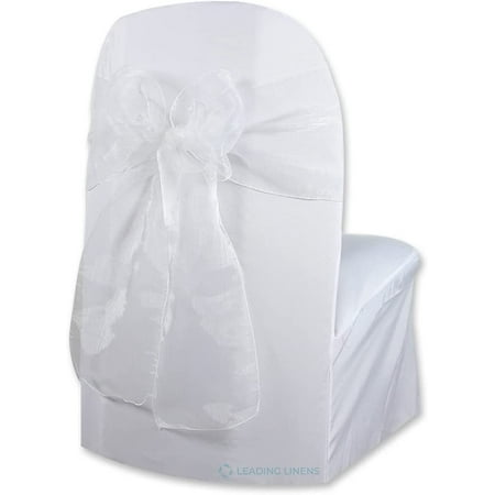 

50-Pcs Organza Chair Cover Bow Sash - White - Wedding Party Banquet Reception - 28 Colors Available