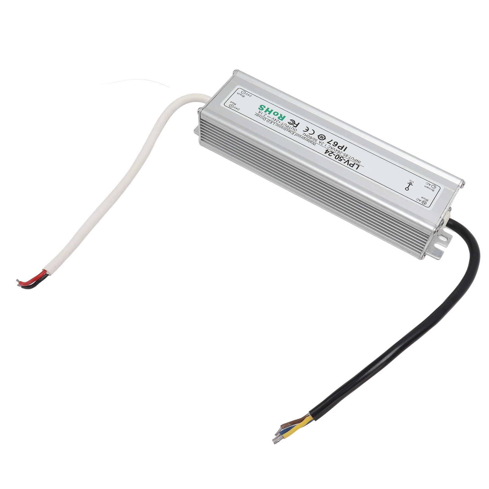 50W 24V LED Power Supply Driver - Pure Copper Transformer, 85-264V Input, Multiple Protections For Indoor LED Lights