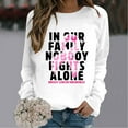 thumbnail image 2 of WREESH Women's Graphic Long Sleeve Sweatshirt Pink Ribbon Letter Shirts Breast Cancer Awareness Top White, 2 of 5