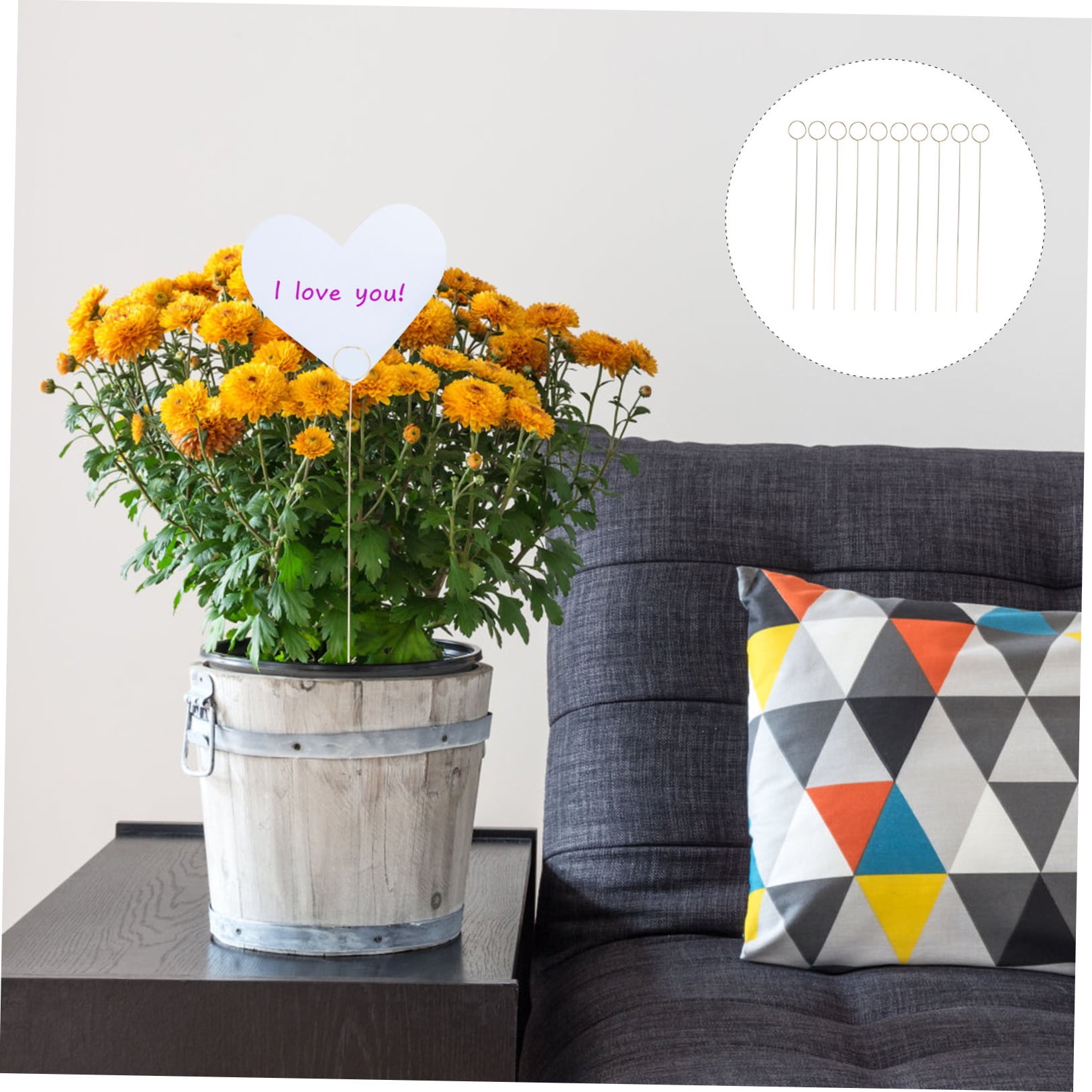 LOLIPPYY 60-Pack Round Iron Photo Holders for Tables, Floral Card Holder Picks for Party and Home Decor