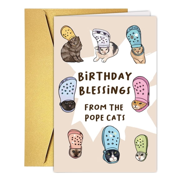 Tarjeta de cumpleaños PUGAILA divertida con diseño de cocodrilo con forma de gato y cocodrilo para m