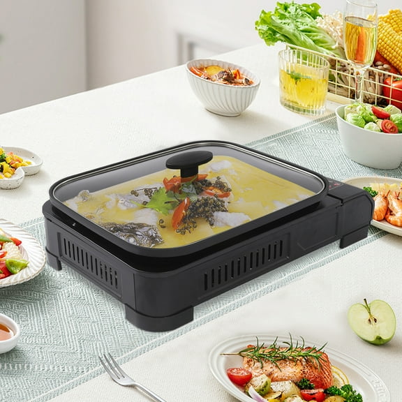 2 in 1 Gas Stove with Grill Pan and Lid Portable Butane Gas Camping Stove for Camping Trips, Hiking, Backpacking