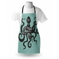 thumbnail image 3 of Octopus Apron Live in the Sunshine Swim the Sea Drink the Wild Air Message Graphic, Unisex Kitchen Bib Apron with Adjustable Neck for Cooking Baking Gardening, Charcoal Grey Turquoise, by Ambesonne, 3 of 3