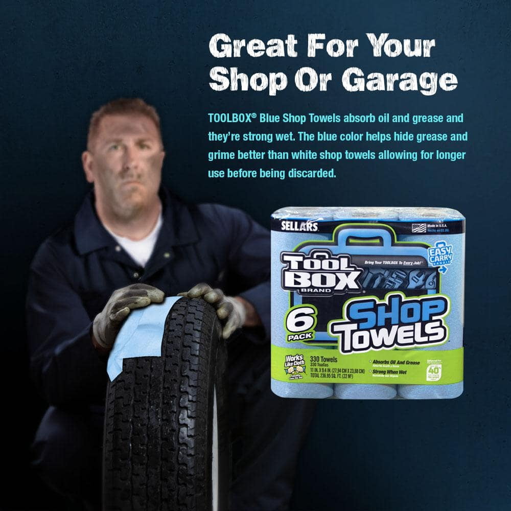 TOOLBOX Z400 Blue 55-Count Roll of Shop Towel Cleaning Wipes (6-Pack)