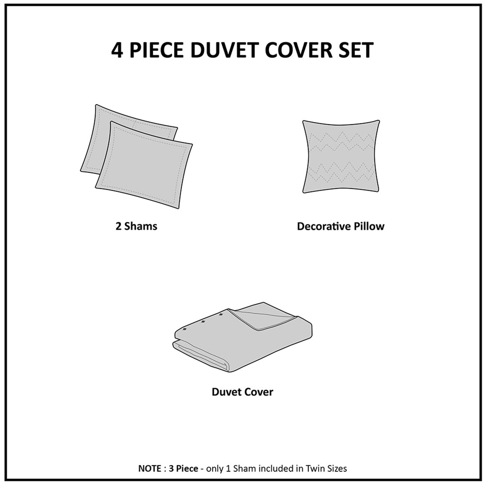 Madison Park Nicolette California King 4 Piece Cotton Seersucker Duvet Cover Set - White