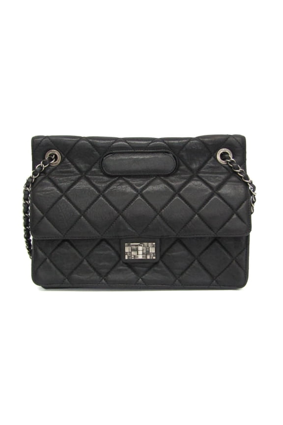 Pre-Owned Chanel 2.55 Chain Shoulder Bag Women's Leather Handbag,Shoulder Bag Black