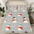 thumbnail image 2 of jejeloiu Kawaii Christmas Rsnowmen Queen Sheet Sets,Merry Xmas Flat Sheet,Happy New Year Queen Fitted Sheet For Girls,Microfiber Bedroom Decor,4-Piece, 2 of 7