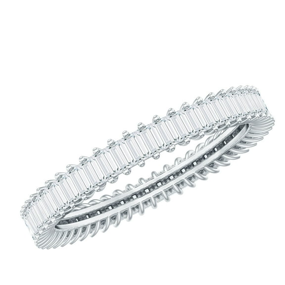 Rosec Jewels Full Eternity Ring with Baguette Moissanite for Women (3.50 CT), 925 Sterling Silver, US 4.00