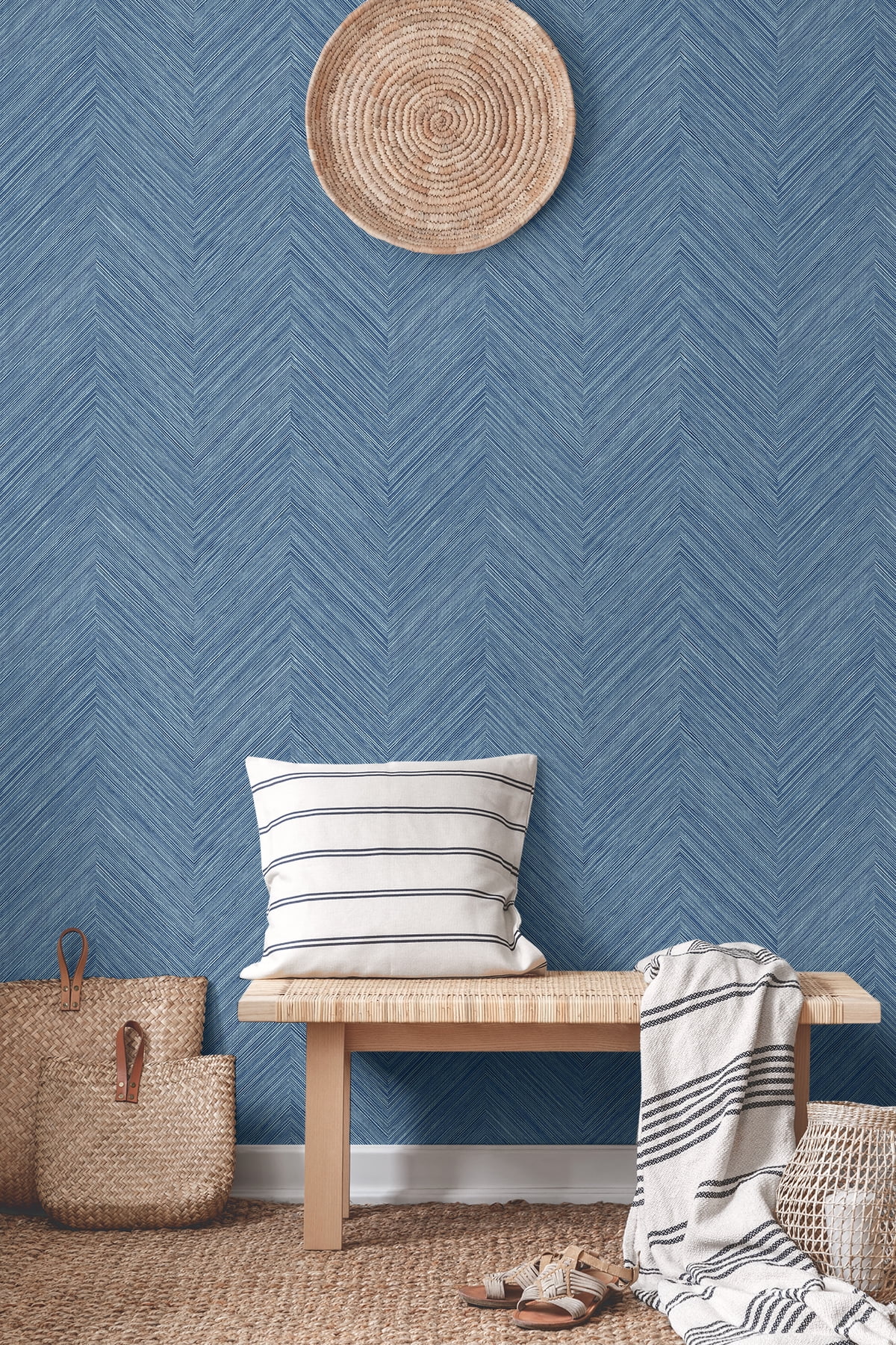 NextWall Lakeside Chevron Stripe Peel and Stick Wallpaper