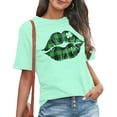thumbnail image 2 of LAZYCHILD St. Patrick's Day Shirts for Women Funny Lips Tongue Shamrock TShirt St. Paddys Day Green Clover Short Sleeve Tops, 2 of 6