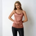 thumbnail image 6 of JULMCOMO Satin Tank Tops for Women Cowl Neck Ruched Spaghetti Strap Elegant Camisole Tops Sleeveless Casual Slim Fit Camisoles Rose Gold M, 6 of 8