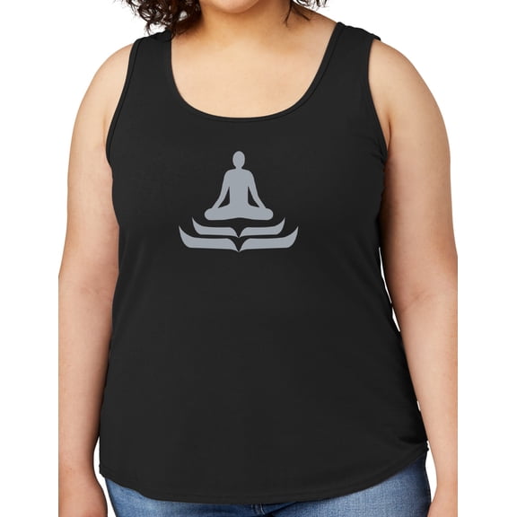Women's Lotus Pose Yoga Mid-weight Tanktop, 4XL Jet Black