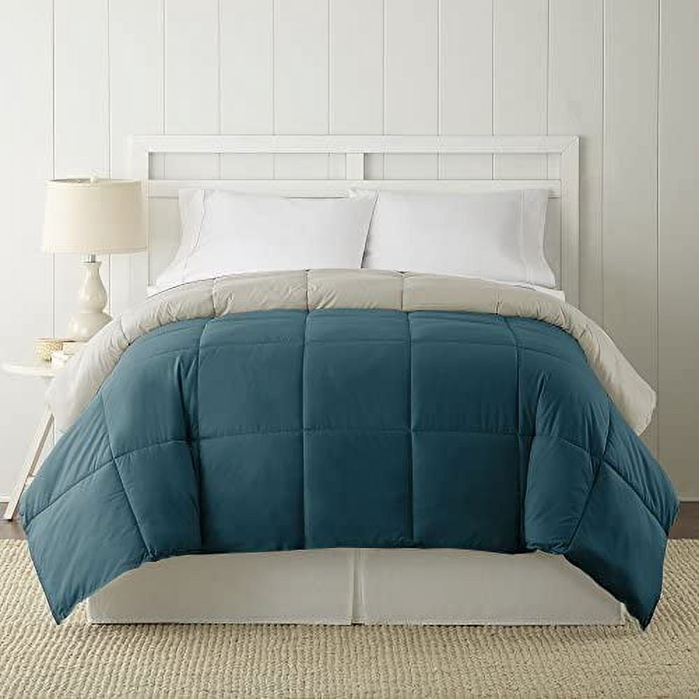 Modern Threads Reversible Blue Coral & Oatmeal All-Season Down Alternative Adult Bed Comforter, Twin