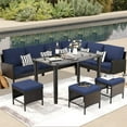 thumbnail image 4 of LIVITOPIA 7 Piece Patio Furniture Set PE Rattan Outdoor Dining Set Sectional Sofa Couch with Table Patio Conversation Set in Dark Blue, 4 of 10