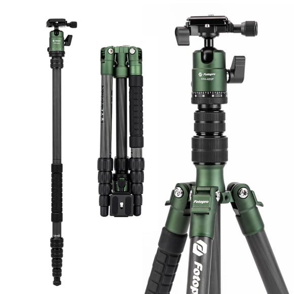 Trípode de Viaje Fotopro Fibra de Carbono Compacto con Cabeza de Bola y Monopie Desmontable