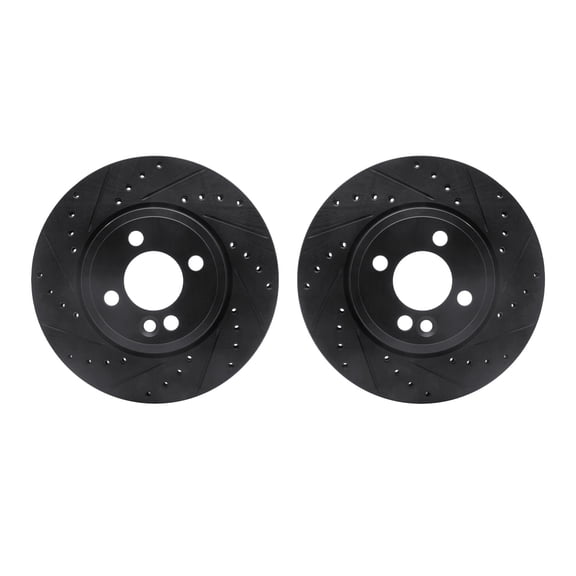 Dynamic Friction Company Front Brake Rotors-Drilled and Slotted-Black 8002-32002