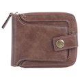 thumbnail image 1 of Cartera para hombre Cartera de tres pliegues Cuero sintético Hebilla con cremallera retro Múltiples ranuras Cartera portátil de gran capacidad para viajes Marrón, 1 of 10