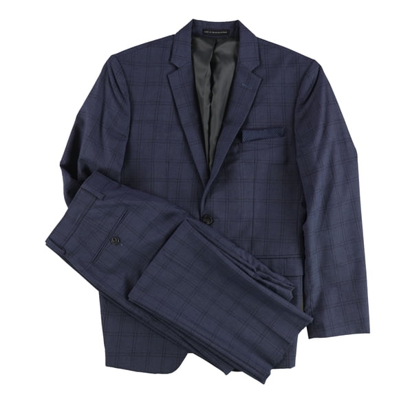 Perry Ellis Mens Portfolio Two Button Formal Suit, Blue, 38 Short / 32W x UnfinishedL