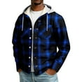 thumbnail image 2 of Xyxonk Men's Hooded Shirts Plaid Flannel Button Hoodies 2025 Big and Tall Fall Winter Jackets with Pocket Fashion Long Sleeves Outfits,Blue M, 2 of 4