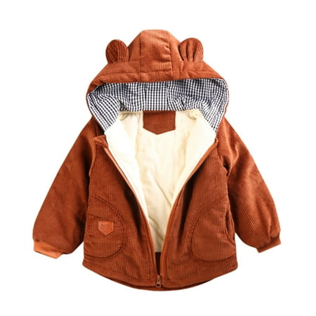 

Dadaria Toddler Jacket 6M-4T Toddler Girls Boys Winter Cartoon Windproof Coat Hooded Warm Outwear Jacket Brown 90 Toddler