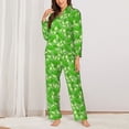 thumbnail image 2 of Fuzoiu Green Cucumber Print Women's Long-Sleeved Pajama,Lounge Button Down Nightwear,Womens Notch Collar Pajama Set-XX-Large, 2 of 7