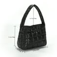 thumbnail image 2 of Quilted Women Handbag Fashion Plaid Cotton Tote Bag Portable for Travel (Black), 2 of 10