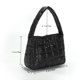 thumbnail image 2 of Bolso de mano para mujer, acolchado, a cuadros, de algodón, portátil, para viajes, color negro, 2 of 9