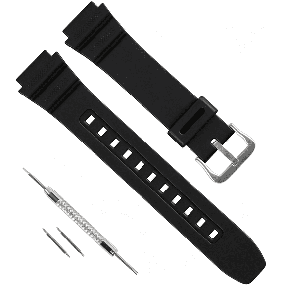 DESIGNICE 18Mm Replacement Rubber Resin Watchband for F-108 Ae-1000W Ae-1200 Ae-1300 W-216 W218H W-219H W735H W800H Sgw-300H,Soft Pu Watch Strap for Watch Strap