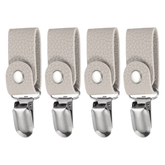 4 Pcs Towel Ring Holder with Clip, Kitchen Bathroom Dish Towels Holder Leather Wall Hook Oven Door Hanger for Home, Khaki