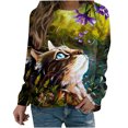 thumbnail image 1 of Camisas de mujer con estampado gráfico de manga larga con cuello redondo, sudadera, suéter, tops cómodos Fridja  hkj1563, 1 of 4