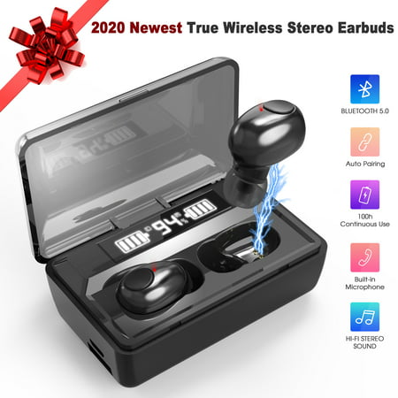 Wireless Bluetooth Earbuds, Update Bluetooth 5.0 Wireless Headphones 100 Cycle Playing Time Deep Bass Bluetooth Earphones Headset with 1800mAh Charging Case for iPhone/Android Cell