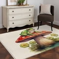 thumbnail image 5 of 3x5 Area Rugs, Mushroom Frogs Non-Skid Rubber Backing Large Rectangle Rugs - Living Room Bedroom Home Office, Spring Floral Green Botanical Rustic Indoor Floor Mat Carpets Washable Rug, 5 of 9