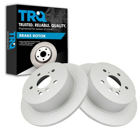 TRQ Rear Brake Rotors Set Solid Premium G-Coated Fits Select 2008-2014 Toyota Highlander
