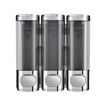 Gecheer Wall-Mounted Shower Shampoo Dispenser- Drill-Free Pump Soap Dispenser with Three Chambers for Shampoo and Conditioner for Bathroom, Hotel, School, Shopping Mall