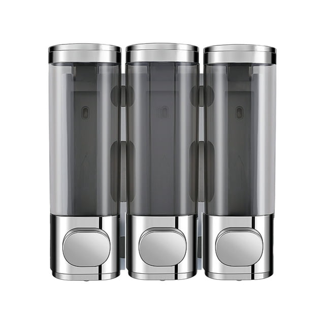 dispensador de líquidos Dispensador de champú para ducha, 3 cámaras, montado en la pared, 3x300 ml, bomba de ducha sin taladro, dispensador de jabón para champú, acondicionador, loción corporal, in