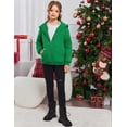 thumbnail image 3 of Sudadera con capucha Arshiner de forro polar con cremallera completa para niñas, verde 6, 3 of 9