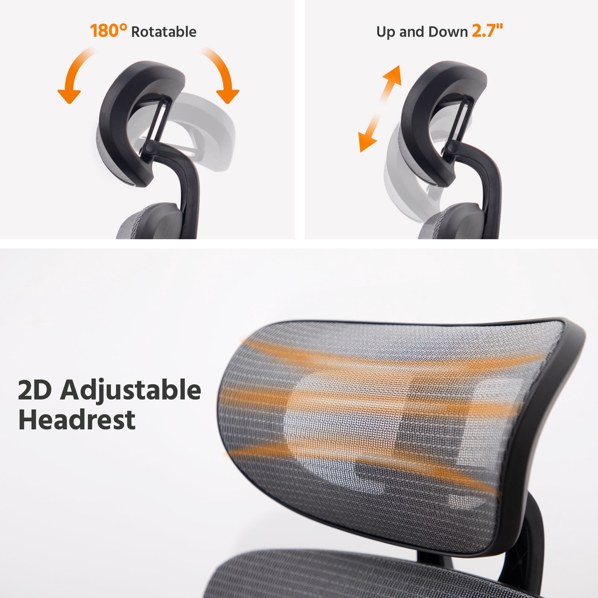 LAUSAINT HOME Ergonomic Office Chair,  High Back Desk Chair with Adjustable Lumbar Support & Retractable Footrest, Black
