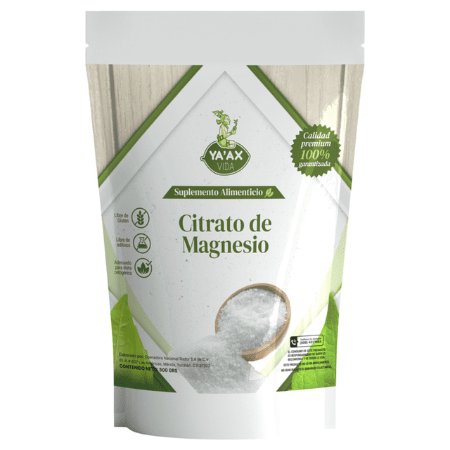 Citrato de Magnesio YAAX VIDA Citrato de Magnesio en Polvo 500grs