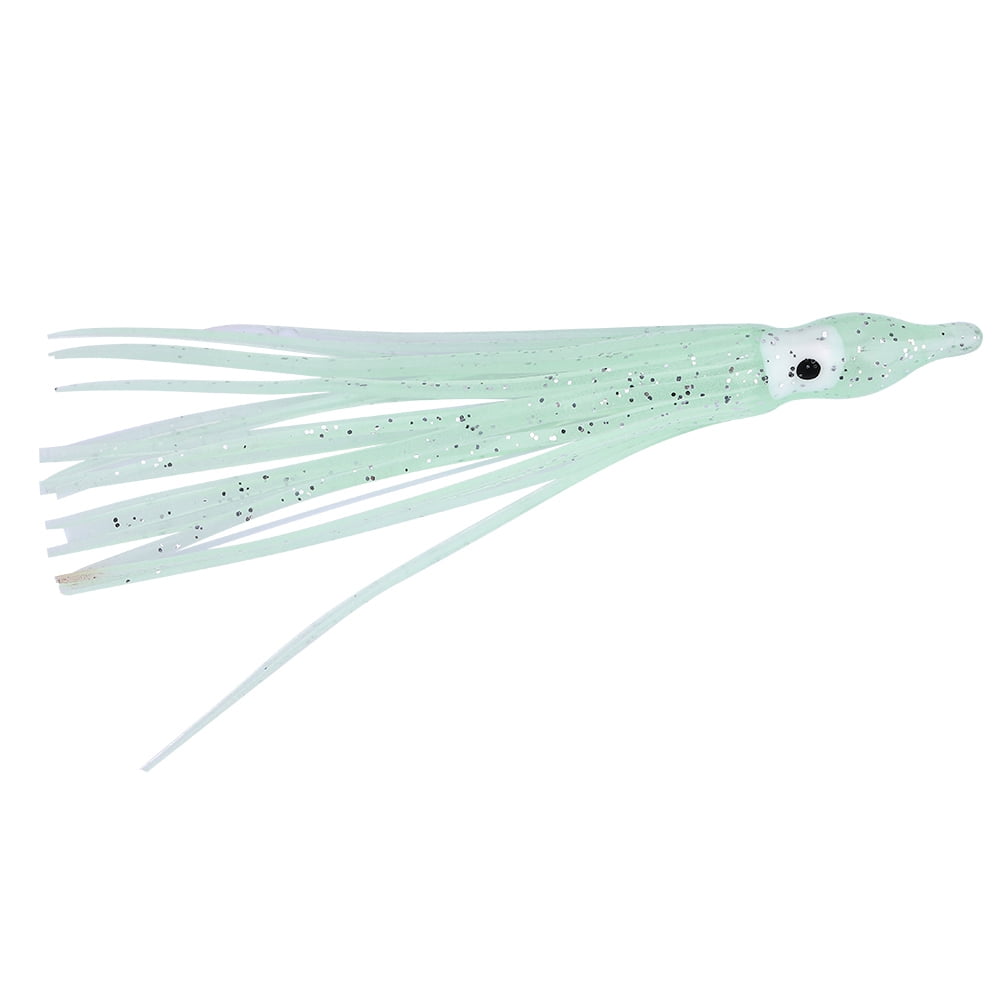 Mini Size 3.54 Inches / 9 cm Squid Octopus Shape Fishing Bait Soft Lure Tackle Tools for Freshwater Saltwater – 10 Count Pack Luminous White Edition