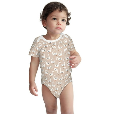 

Fotbe White Goose Pattern Unisex-baby Short-sleeve Bodysuit Short Sleeve Bodysuits One-piece 100% Organic Cotton for Infant Baby Boys Unisex-12 Months