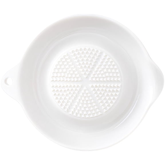 Manual White Ceramic Garlic Grater Plate with Dense Sharp Teeth, Handheld Ginger Grinder, Dishwasher Safe for Food, 4.4 x 3.6 x 0.8 in for Garlic Ginger Radish Cheese, White Food Tool